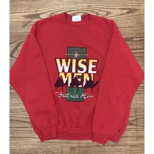 Vintage‎ 90s Lee Wise Men Still Seek Him Jesus Crewneck Sweatshirt Size Large